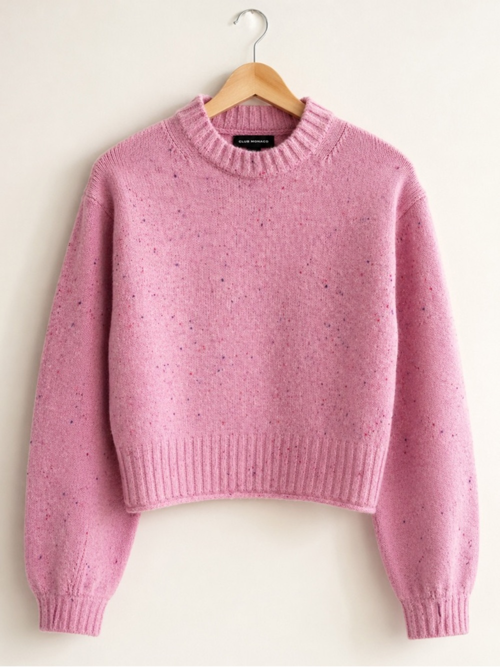 Club Monaco S/P Pink Cropped Chunky Knit Wool Blend Sweater Petite